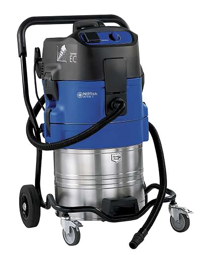 Industrial wet and dry vacuum with stainless steel drum